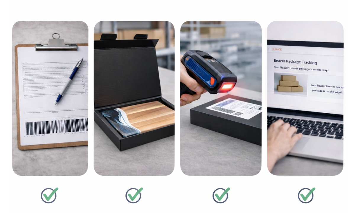 Processing, packing, shipping, tracking updates